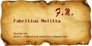 Fabritius Melitta névjegykártya
